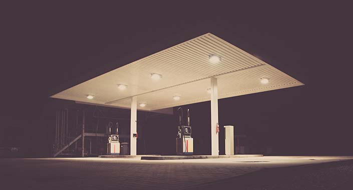 Special lamps for lighting petrol stations